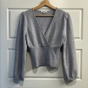 Madewell Light Blue Cropped V-Neck Sweater